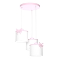 Children's pendant light on cord SWEET 3xE27/15W/230V white/pink/bow