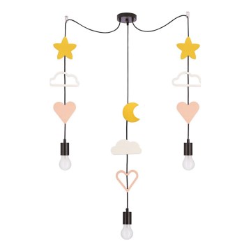 Children's pendant light on cord TRIO 3xE27/20W/230V yellow/white/pink