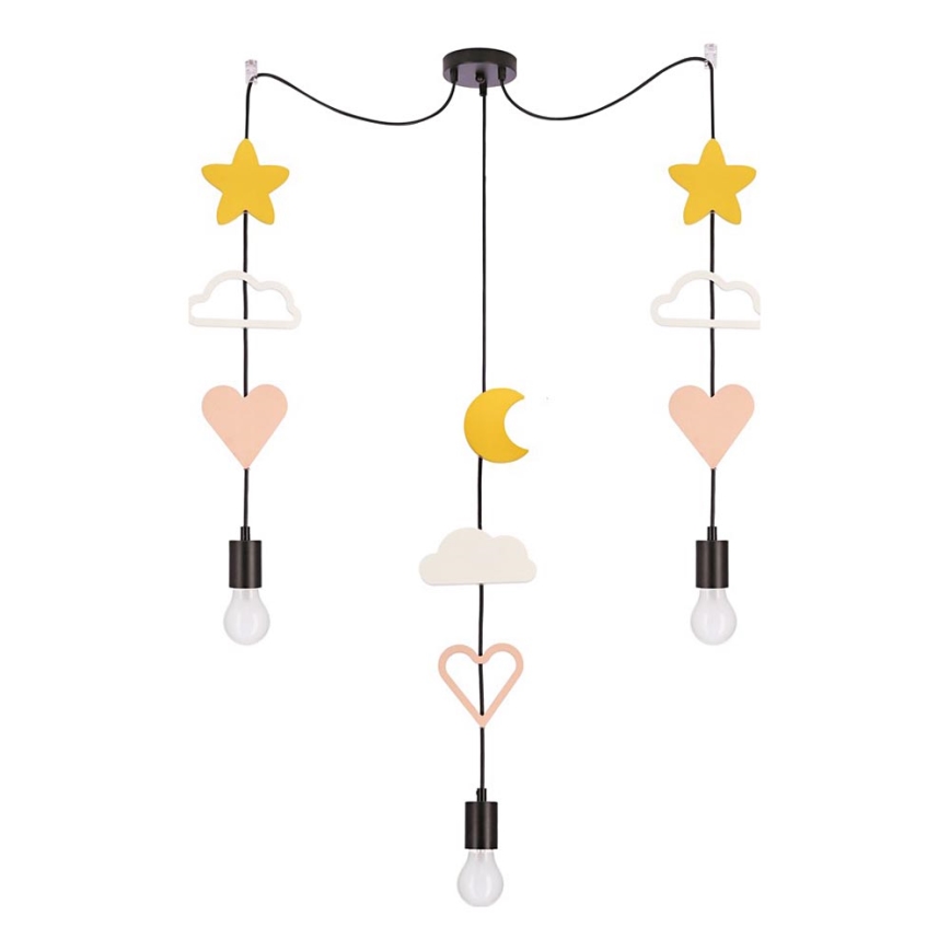 Children's pendant light on cord TRIO 3xE27/20W/230V yellow/white/pink