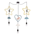 Children's pendant light suspended on a cable TRIO 3xE27/20W/230V yellow/blue/grey