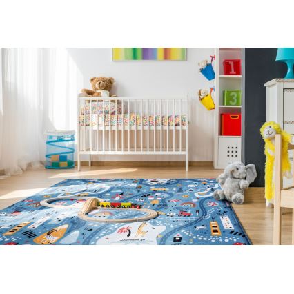 Children's rug STELLA STREETS 100x150 cm blue/city