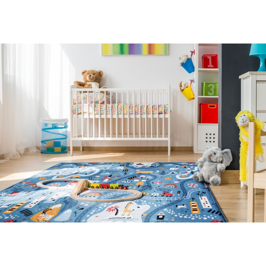 Children's rug STELLA STREETS 100x150 cm blue/city