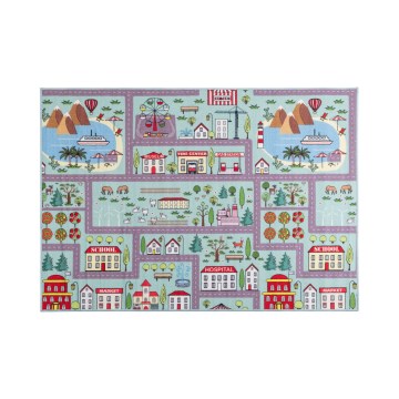 Children's rug STELLA STREETS 100x150 cm turquoise/city