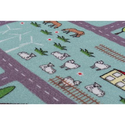 Children's rug STELLA STREETS 100x150 cm turquoise/city