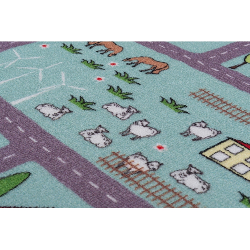 Children's rug STELLA STREETS 100x150 cm turquoise/city