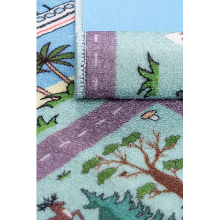 Children's rug STELLA STREETS 100x150 cm turquoise/city