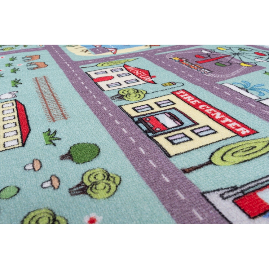 Children's rug STELLA STREETS 120x170 cm turquoise/city