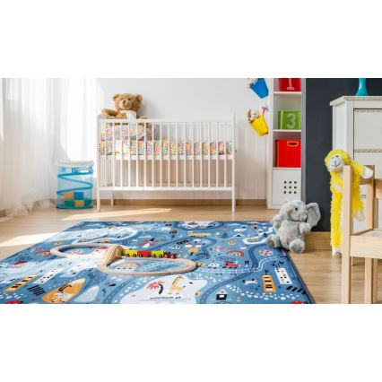 Children's rug STELLA STREETS 80x100 cm blue/city