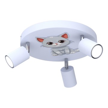 Children's spotlight FUN 3xGU10/8W/230V blue/cat