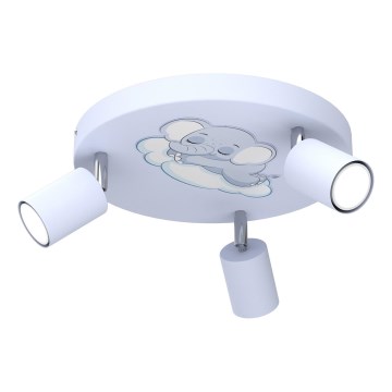 Children's spotlight FUN 3xGU10/8W/230V blue/elephant