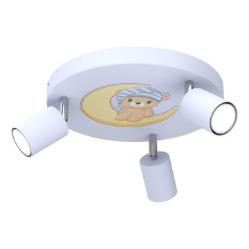 Children's spotlight FUN 3xGU10/8W/230V blue/little bear