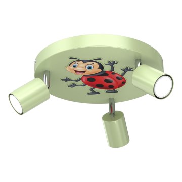 Children's spotlight FUN 3xGU10/8W/230V green/ladybug