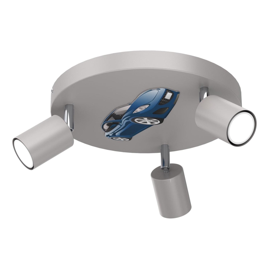 Children's spotlight FUN 3xGU10/8W/230V grey/car