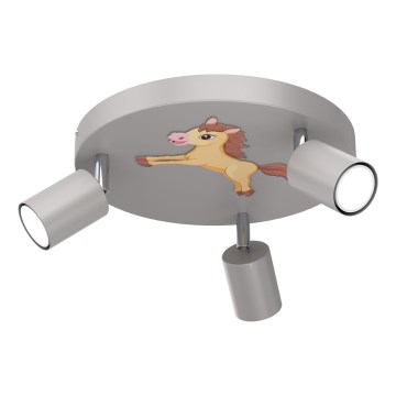 Children's spotlight FUN 3xGU10/8W/230V grey/horse