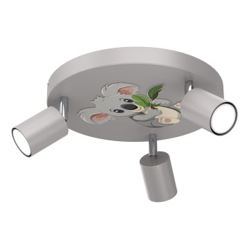 Children's spotlight FUN 3xGU10/8W/230V grey/koala