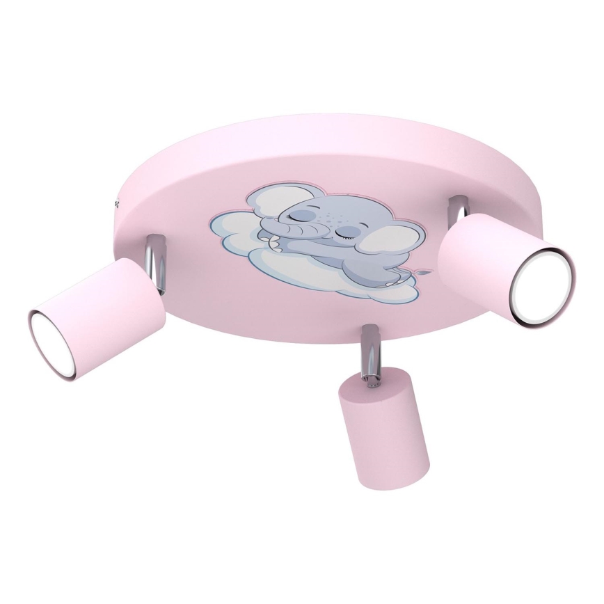 Children's spotlight FUN 3xGU10/8W/230V pink/elephant
