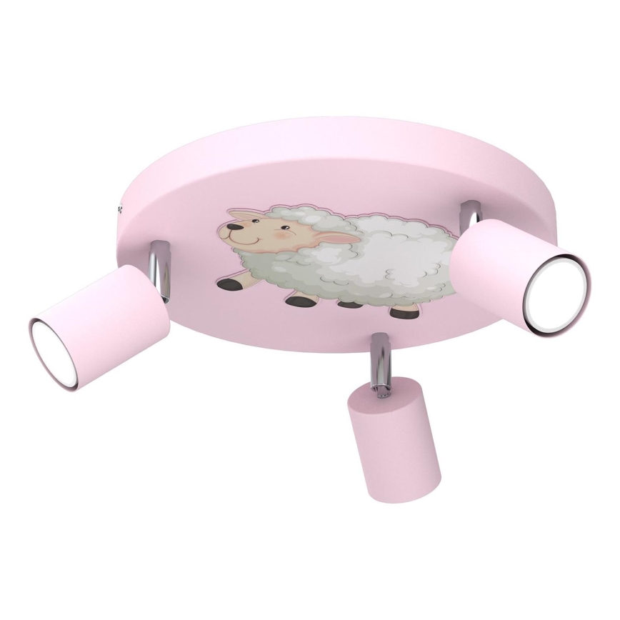 Children's spotlight FUN 3xGU10/8W/230V pink/sheep