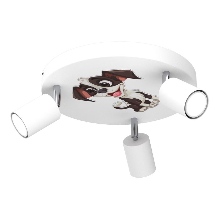 Children's spotlight FUN 3xGU10/8W/230V white/doggie