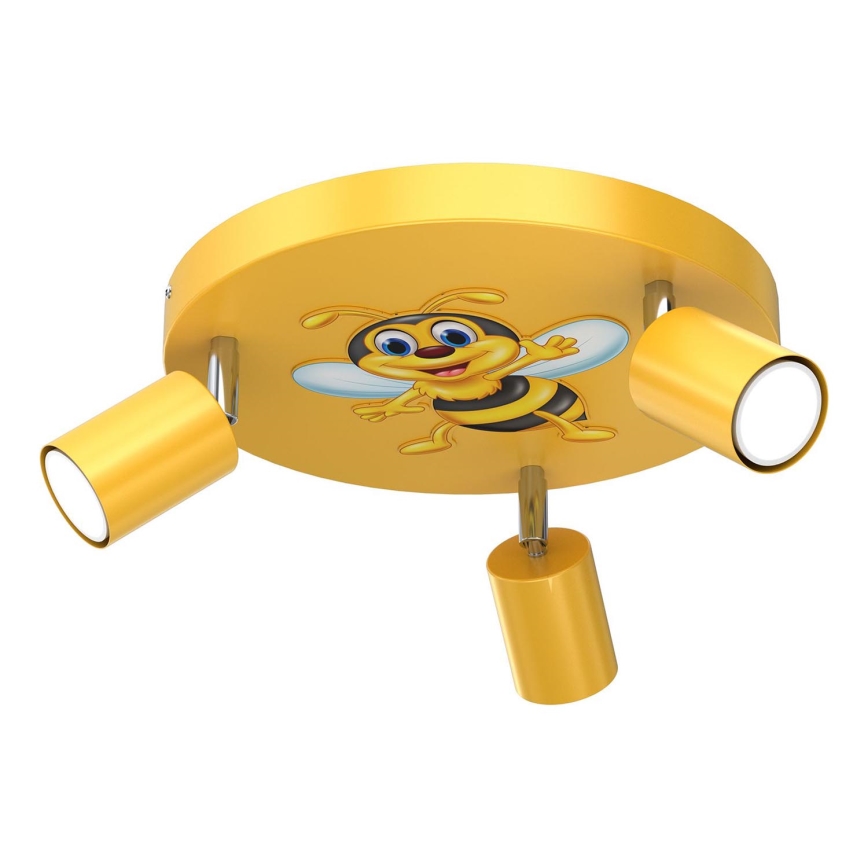 Children's spotlight FUN 3xGU10/8W/230V yellow/bee