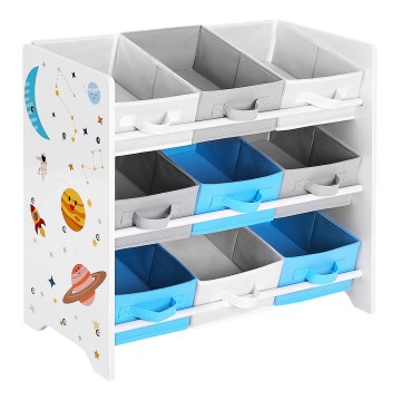 Children's storage rack with fabric boxes ANET blue/white