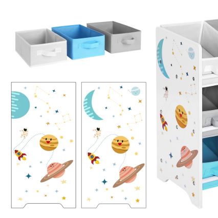 Children's storage rack with fabric boxes ANET blue/white