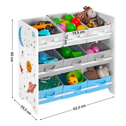 Children's storage rack with fabric boxes ANET blue/white