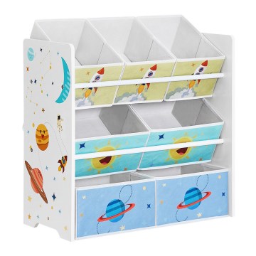 Children's storage rack with fabric boxes ANET blue/white
