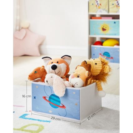 Children's storage rack with fabric boxes ANET blue/white