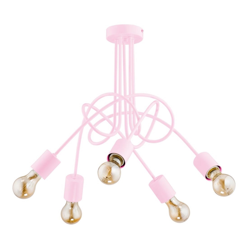 Children's surface-mounted chandelier TANGO 5xE27/60W/230V pink