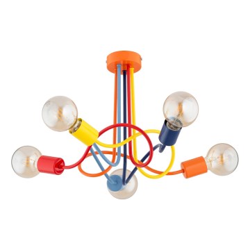 Children's surface-mounted chandelier WINGO 5xE27/15W/230V colorful