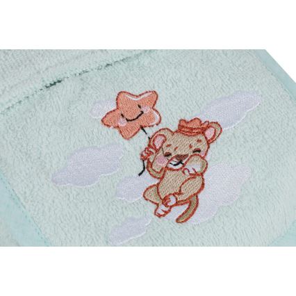Children's terry set ASLAN - bathrobe, towel, washcloth mint