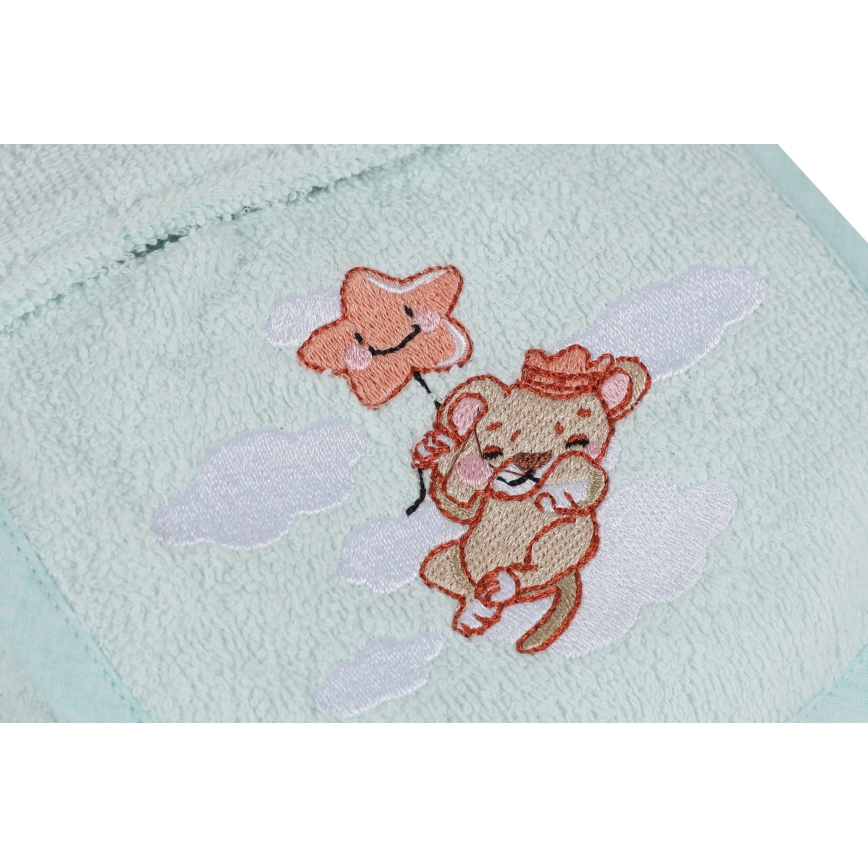 Children's terry set ASLAN - bathrobe, towel, washcloth mint