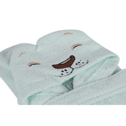 Children's terry set ASLAN - bathrobe, towel, washcloth mint
