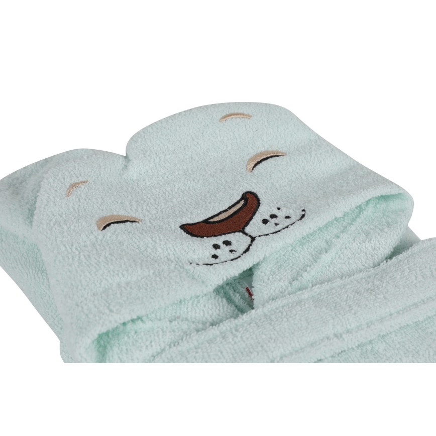 Children's terry set ASLAN - bathrobe, towel, washcloth mint