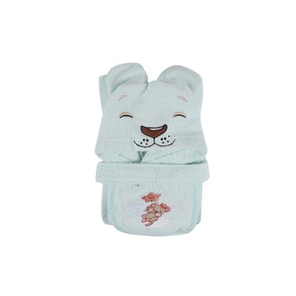 Children's terry set ASLAN - bathrobe, towel, washcloth mint