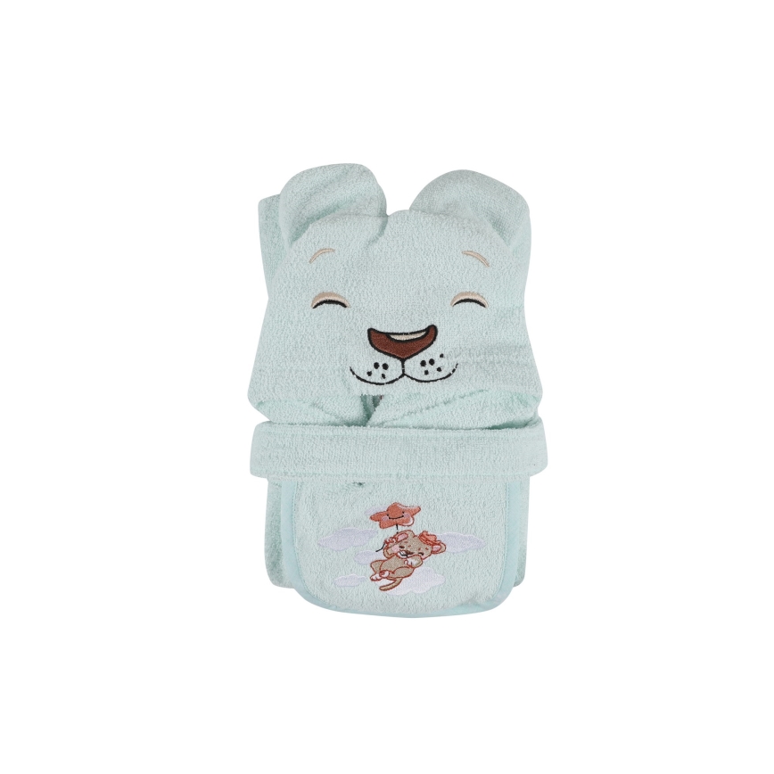 Children's terry set ASLAN - bathrobe, towel, washcloth mint