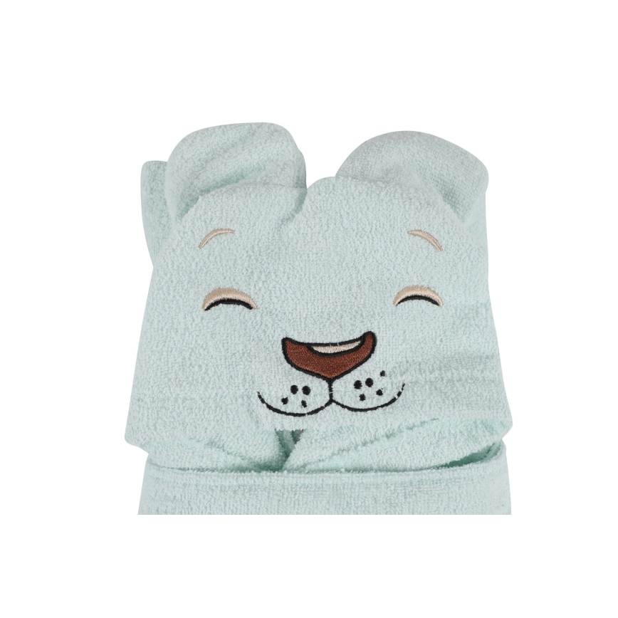 Children's terry set ASLAN - bathrobe, towel, washcloth mint