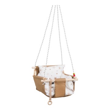Children's textile swing SELALE white/brown