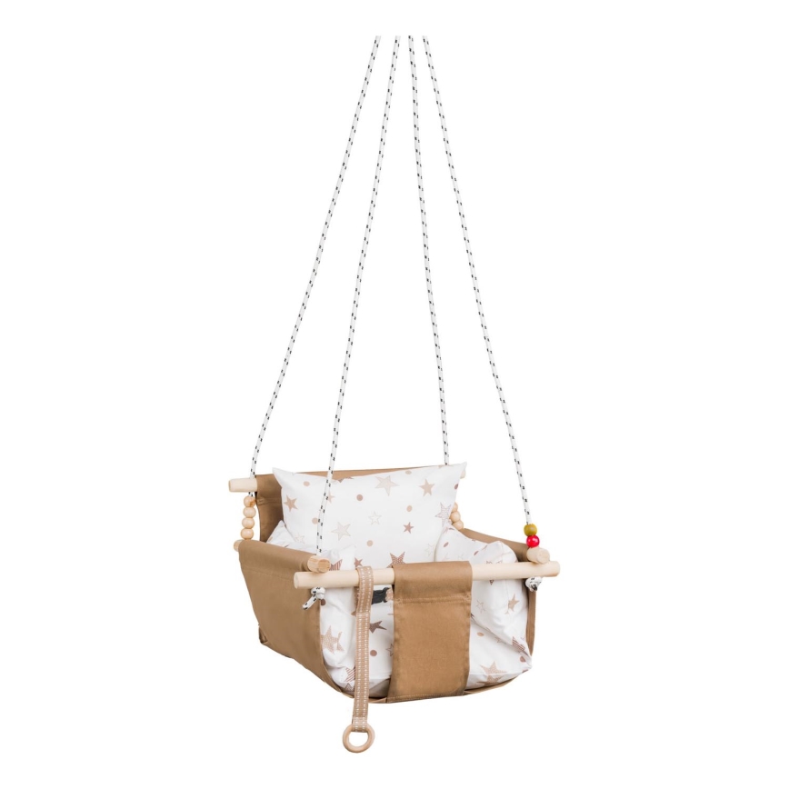 Children's textile swing SELALE white/brown