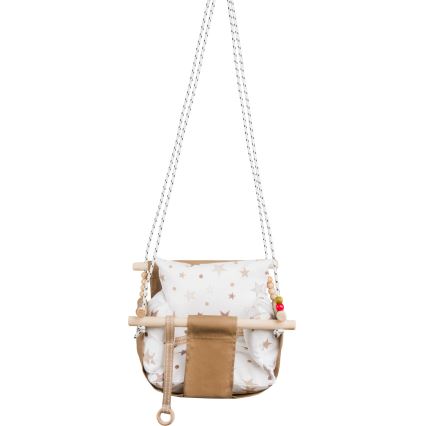 Children's textile swing SELALE white/brown