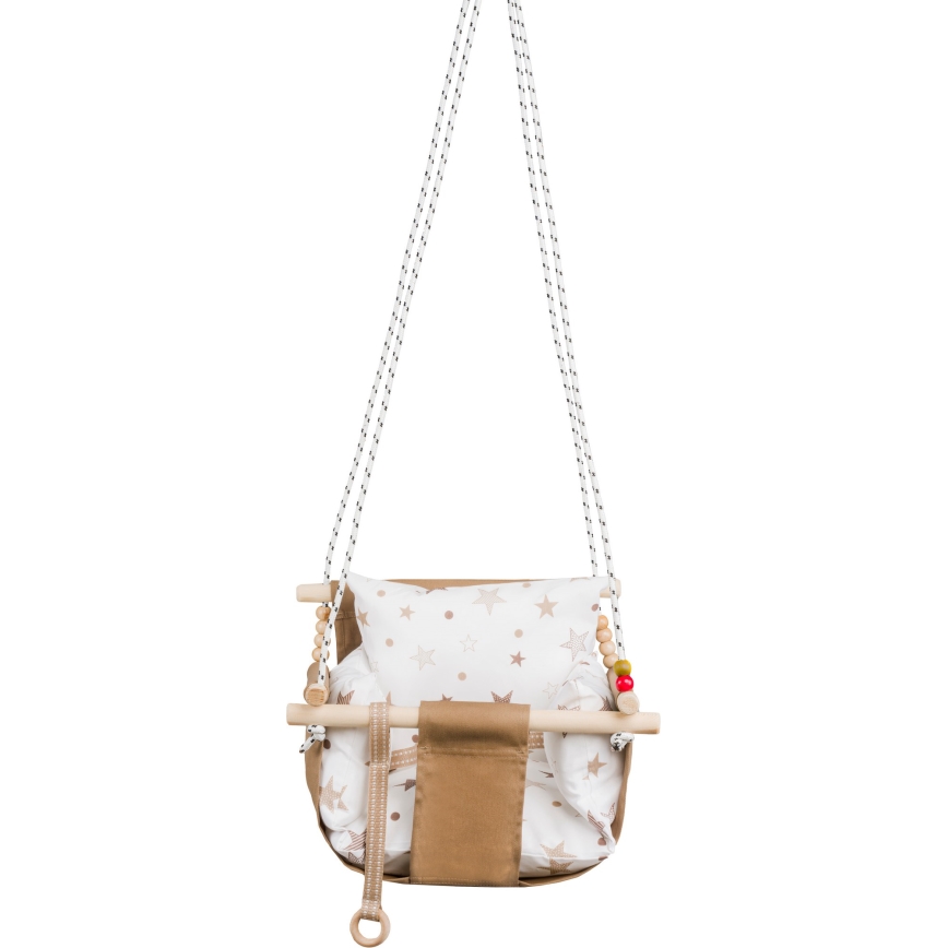 Children's textile swing SELALE white/brown