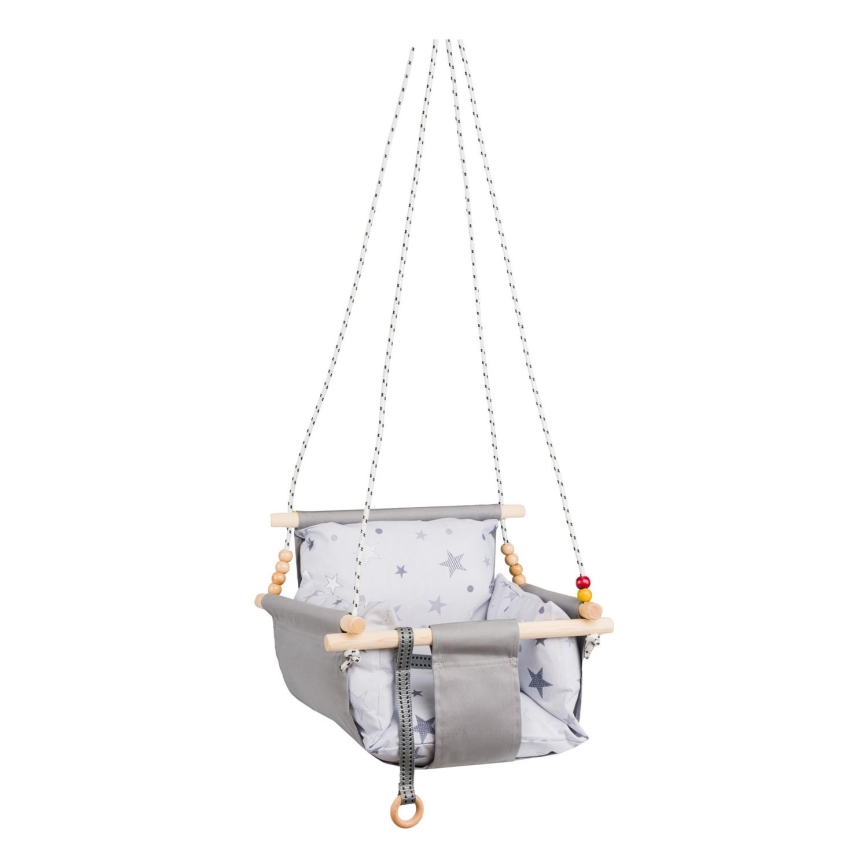 Children's textile swing SELALE white/grey