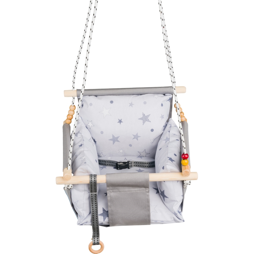 Children's textile swing SELALE white/grey