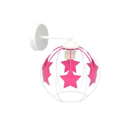 Children's wall lamp STARS 1xE27/15W/230V pink/white