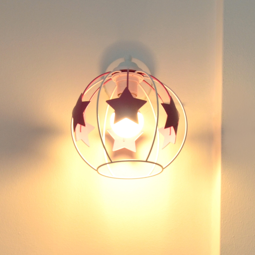 Children's wall lamp STARS 1xE27/15W/230V pink/white