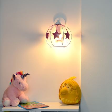 Children's wall lamp STARS 1xE27/15W/230V pink/white
