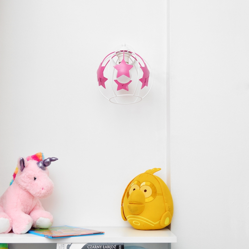 Children's wall lamp STARS 1xE27/15W/230V pink/white