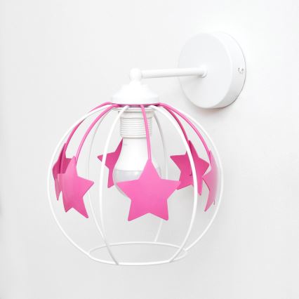Children's wall lamp STARS 1xE27/15W/230V pink/white