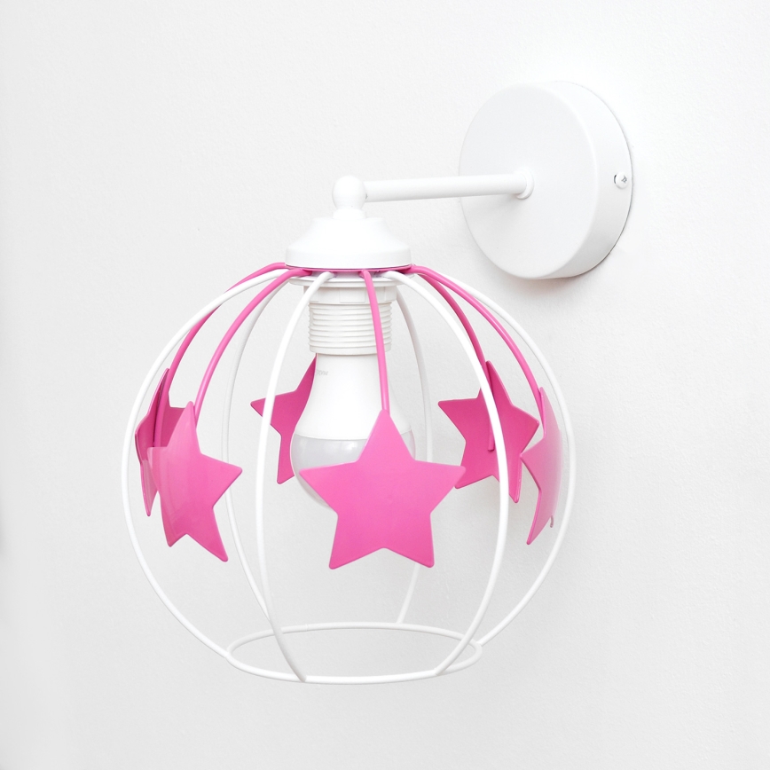Children's wall lamp STARS 1xE27/15W/230V pink/white