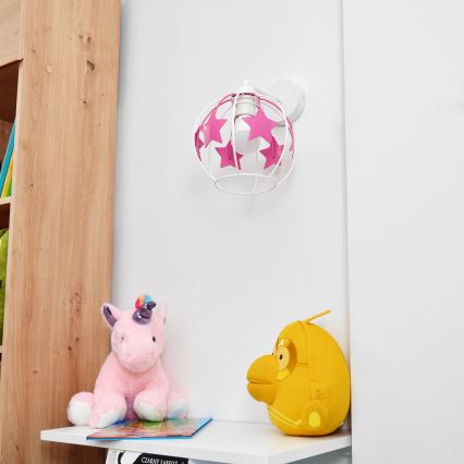 Children's wall lamp STARS 1xE27/15W/230V pink/white